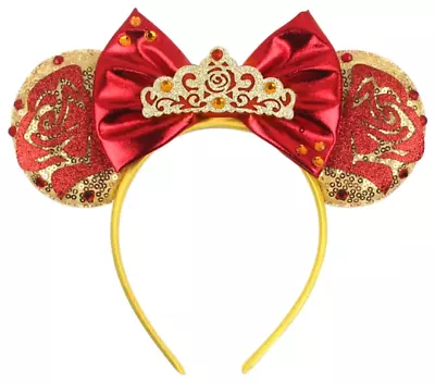 Beauty And The Beast Minnie Mouse Ears Headband-Disney Belle Mickey Ear HANDMADE • $13.99