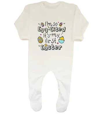 £10.99 • Buy I'm So Egg-cited It's My First Easter Baby Grow Sleepsuit Boys Girls