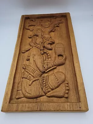 Vintage Hand Carved Primitive Wooden Mayan Itzamna God Of Sky Wall Hanging     • $72