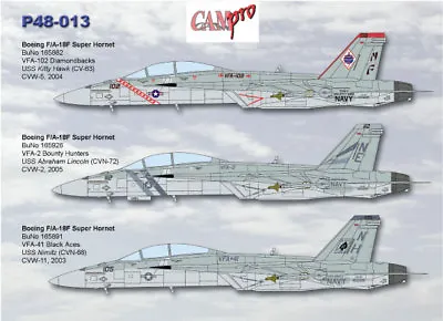 OOP CAM PRO DECAL P48-013 1/48 SCALE F/A-18F SUPER HORNET VFA-102 2 And 41 • $5.75