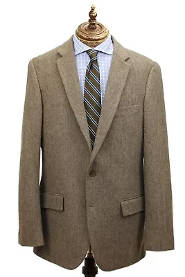 J. Crew Brown Herringbone Tweed Wool 2-Button Single Vent Sport Coat 42 L • $89.99