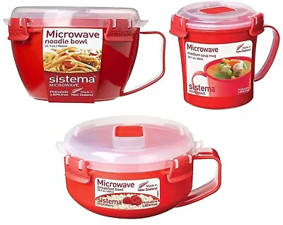 Sistema Microwave Lunch Box STEAMER Container Hot Food Bowl Plastic Mug Klip It • £12.99
