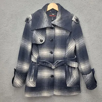 Miss Sixty M60 Wool Blend L Plaid  Belted Double Breasted Coat Preppy Academia  • $55