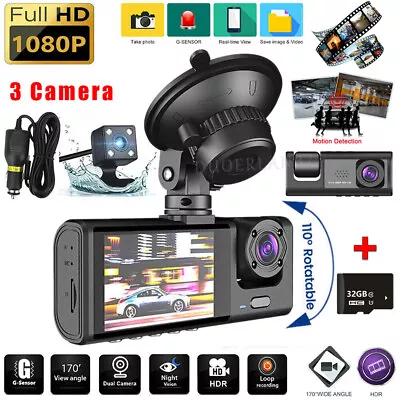 Camara De Seguridad Para Carro Auto 3 Lenses Delantero/Trasero/Interior Dash Cam • $35.99