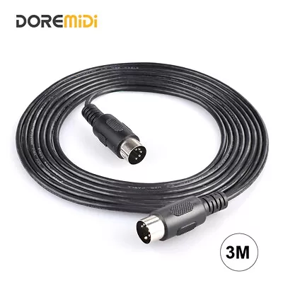 DOREMIDi MIDI Cable Male To Male 5 Pin DIN Plug Black 3M • $10