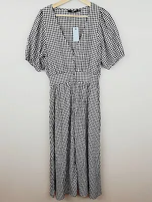 SPORTSGIRL Womens Size 12 Gingham Short Sleeve Maxi Dress NEW + TAGS • $95