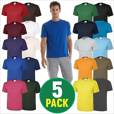£20.59 • Buy Uneek 5 PACK Unisex Mens CLASSIC T-SHIRT Plain 100% Cotton Blank Tee T Shirt TOP