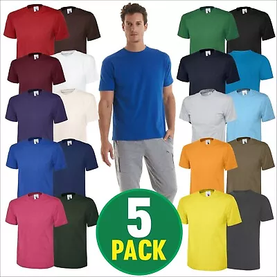 Uneek 5 PACK Unisex Mens CLASSIC T-SHIRT Plain 100% Cotton Blank Tee T Shirt TOP • £22.77