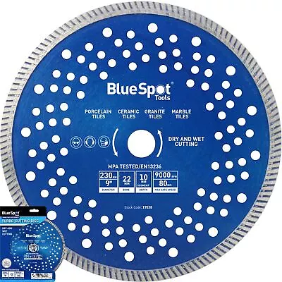 BlueSpot Turbo Tile Diamond Cutting Disc Angle Grinder Blade Stone 9  230mm • £12.69