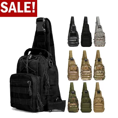 Outdoor Tactical Sling Bag Military MOLLE Crossbody Pack Chest Shoulder Backpack • $12.34