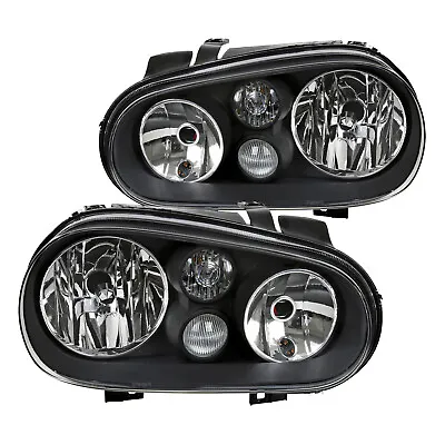 Black Fits 1999-2006 Vw Golf Gti Mk4 Headlights W/ Built-In Projector Fog Lamps • $90.99
