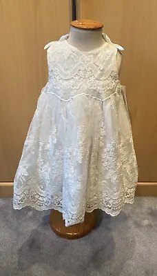 BNWT Mamas & Papas Ivory Embroidered Lace  Fit & Flare Dress  Size 6-9months • £18