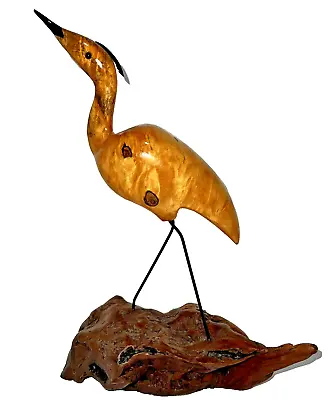 Art Heron Crane Sculpture Buckeye Burlwood Master Carver Signed Marc Smith • $93.75