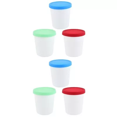  6 Pcs Ice Cream Container Plastic Pail Reusable Containers With Lids Tubs • £14.99