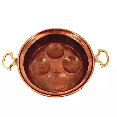 Antique Copper Escargot / Egg Poacher Large Pan Brass Handles 5 3/4  Wide • $35.14