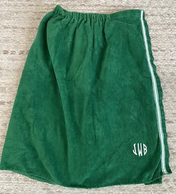 Mens Shower Skirt Wrap Vintage Terrycloth Towel Robe Shamrock Green JWB Monogram • $12.99