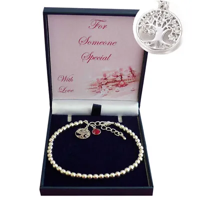 £12.99 • Buy Birthstone Bracelets With Tree Of Life Charm, Gift For Sister, Mum, Auntie Etc