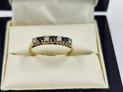 9ct Gold Ring & Sapphire And Diamond Size O1/2 British Hallmarked  • £90