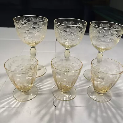 Vintage Yellow Cordial Glasses (6) • $25