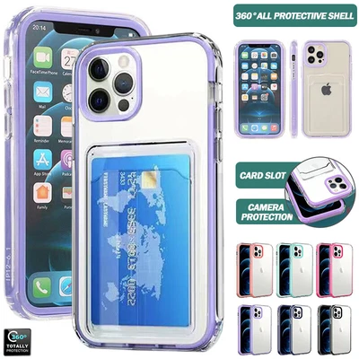 $12.99 • Buy For IPhone 13 12 11 Pro Max XR XS 8/7 Plus Case Clear Card Holder Full Cover