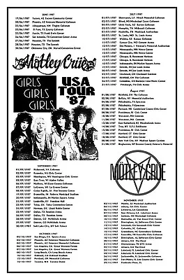 MOTLEY CRUE 1987 Girls Girls Girls USA Tour Poster  Assorted Sizes • $19.95