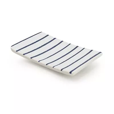 Harbour Stripe Ceramic Soap Dish | Nautical Bathroom Soap Bar Storage Holder • £10.99