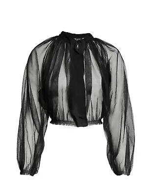 Lanvin For H&m Black Tulle Zip Front Bomber Jacket Bnwt 36 Uk10-12 Us6-8 • $74.61