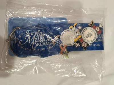 $17.43 • Buy WALT DISNEY WORLD Year Of A Million Dreams BLUE Lanyard With Two Pins NIP SEALED