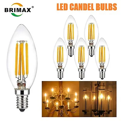 5/10X E14 LED Bulbs Filament Candle Chandelier C35 4W 6W Dimmable Night Lights • £22.79