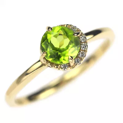 Star Jewellery K18YG Peridot Diamond Ring D0.02ct Power On The Moon - Auth Free  • $1011.35