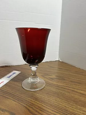 Vintage Ruby Red With Clear Stem Wine Glasses • $9.18