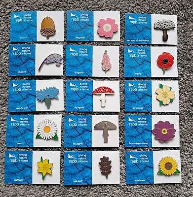 15 RSPB FULL FLOWER SET Charity Pin Badges  • £70