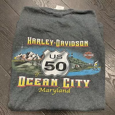 T-Shirt Harley Davidson Size ~ XL US 50 Ocean City MD Muscle Shirt • $30