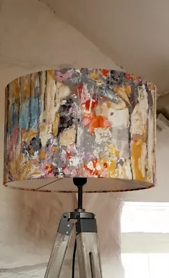 Lampshade Drum  Abstract Charcoal  Handmade  Pendant Floor Lamp Large Drum • £60