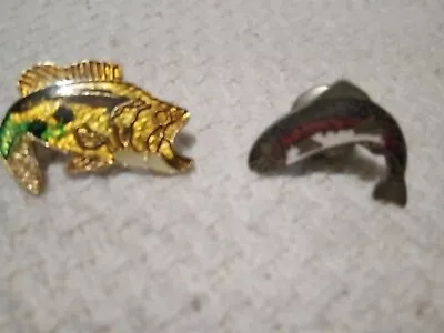 Vintage Fish Pins From 1982 2 Pieces Rainbow Trout And Bass • $3