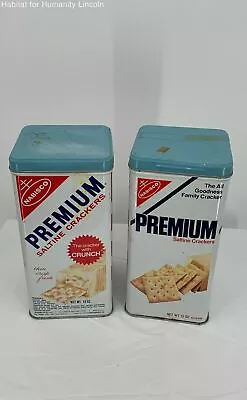 Vintage Empty Nabisco Premium Saltine Crackers Tin With Lid Lot Of 2-19691978 • $39.99