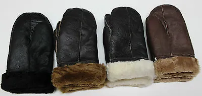 Handmade New REAL LEATHER SHEEPSKIN SHEARLING MITTENS MITTS GLOVES THICK WARM • $27.21