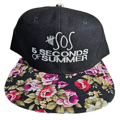 5 Seconds Of Summer Snapback Baseball Cap Hat In Black & Floral Flat Brim • $12