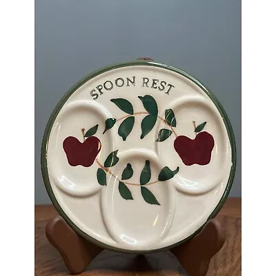 Vintage Apple Spoon Rest Ceramic Cottagecore Prairie Grannycore Handpainted • $10