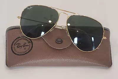 Ray Ban B&L USA GOLD AVIATORS 58mm LENS VINTAGE TOP GUN 80s EUC SUNGLASSES L0205 • $108.98