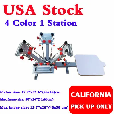 US 4 Color Silk Screen Printing Press Machine With Micro Registration • $428.35