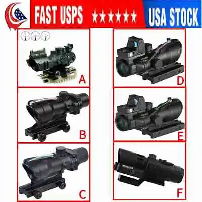 4x32 ACOG Red/Green Optic Scope Reticle Fiber Illuminated Optic Sight US • $49.99