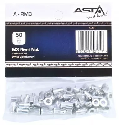 50pc M3 Rivnuts Blind Nutserts Threaded Rivet Nuts Carbon Steel Open End ASTA • £4.65