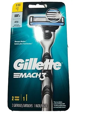 Gillette Mach 3 Razor Handle 2 Cartridges NEW SEALED Mens Lube Strip 3 Bladed • $7.99