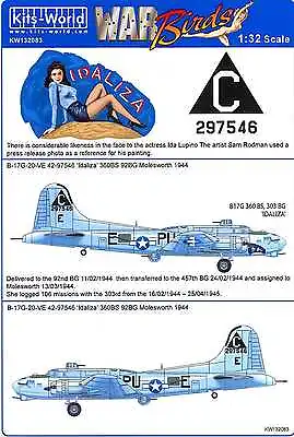 Kits World Decals 1/32 BOEING B-17G FLYING FORTRESS Idaliza • $12.99