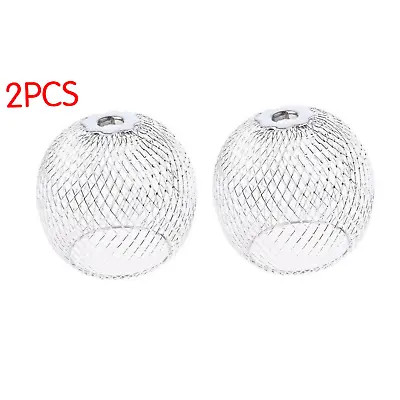 2Pcs Iron Chrome Lamp Chandelier Ceiling Light Cage Pendant Shade Decor For E14 • £6.55