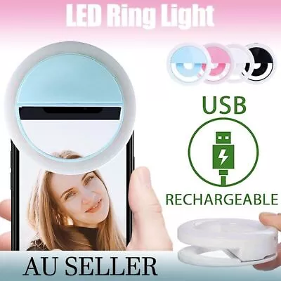 3 Modes Selfie LED Ring Fill Light Camera Rechargeable For IPhone Android Phone • $7.82