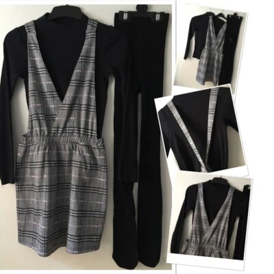 £8.95 • Buy TU Girls Checked Pinafore  Dress & Top Set Exc U New M&S Tights 9-10 Years