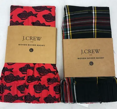 Two Men's J Crew Boxers Large Plaid & Fish NWT • $26.99