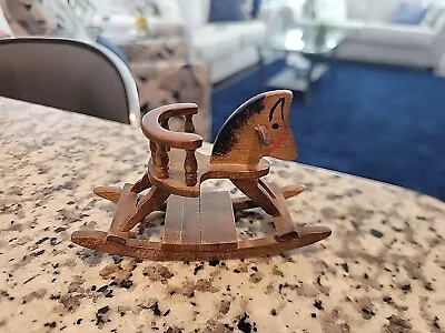 Dollhouse Miniature VINTAGE Wood Baby Rocking Horse  2.25  X 3.5  X 1.25  • $11.99